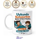 Tupya Gift Uykusunda Konuşan Kardeşe Esprili Kupa Bardak Komik Kardeş Hediye - Adet - Beyaz