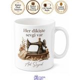 Tupya Gift Vintage Dikiş Makinesi Nostaljik Terzi Hatırası Kupa Bardak Hediye - Adet - Beyaz