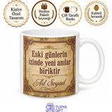 Tupya Gift Vintage Retro Tasarımlı Baskılı Porselen Kupa Bardak Nostaljik Hediye - Adet - Beyaz