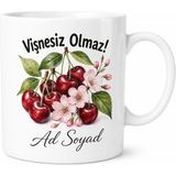 Tupya Gift Vişne Kullananlara Vişne Reçeli Vişne Suyu Ekşi Vişne Yaz Meyvesi Kupa Bardak Hediye - Adet - Beyaz