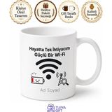Tupya Gift Wi-Fi Temalı Komik Baskılı Kupa Bardak Esprili Hediye Porselen Mug - Adet - Beyaz