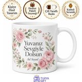 Tupya Gift Yeni Gelin Evi Hediyesi Şık Kupa Misafirliğe Giderken Hediye Bardak Özel Tasarım - Adet - Beyaz