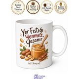 Tupya Gift Yer Fıstığı Osmaniye Fıstığı Kavrulmuş Fıstık Ezmesi Temalı Kupa Bardak Hediye - Adet - Beyaz