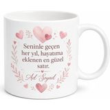 Tupya Gift Yıldönümü Hediyesi Kişiye Özel Baskılı Kupa Bardak Özel Tasarım - Adet - Beyaz