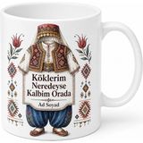 Tupya Gift Yöresel Kıyafet Temalı Memleket Kupası Özel Baskılı Porselen Kupa Bardak Hediye - Adet - Beyaz