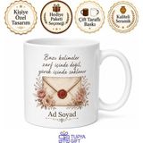 Tupya Gift Zarf Temalı Baskılı Kupa Bardak Hediye Özel Tasarım Porselen Mug - Adet - Beyaz