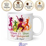 Tupya Gift Zumba Dansı Kalori Yakan Ritimli ve Hareketli Neşeli Kupa Bardak Hediye - Adet - Beyaz