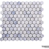 Tuqco 1 Inch Hexagon Carrara Mermer Mozaik Eskitme Fileli Doğaltaş, Backsplash - 1 Adet - 28.4 x 29.8 x1 cm