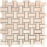 Tuqco Doğal Taş Basket Weave Traverten Cilalı Mermer Mozaik - 30,5 cm x 30,5 cm