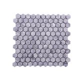 TUQCO Natural Stone Doğal Taş Duvar Paneli 1 Inch Hexagon Silver Mermer Mozaik Eskitme Fileli, Duvar Kaplama, Yüzey Döşeme