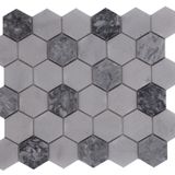 TUQCO Natural Stone Doğal Taş Duvar Paneli 2 Inch Hexagon White-Silver Mermer Mozaik Honlu Fileli Backsplash, Yüzey Döşeme