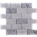 TUQCO Natural Stone Doğal Taş Duvar Paneli Silver White Mermer Mozaik Eskitme 5 x 10 Brick Fileli Backsplash, Yuvarlanmış, Yüzey Döşeme,