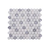 TUQCO Natural Stone Doğaltaş Duvar Paneli 1 Inch Hexagon White-Silver Mermer Mozaik Eskitme Fileli, Duvar Kaplama, Yüzey Döşeme