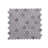 TUQCO Natural Stone Doğaltaş Duvar Paneli 1 Inch Hexagon White-Silver Mermer Mozaik Honlu Fileli, Duvar Kaplama, Yüzey Döşeme