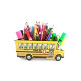 TuraLazerKesim Ahşap Okul Otobüs Masaüstü Kalemlik Kalem Kutusu Ve Organizer