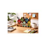 TuraLazerKesim Ahşap Renkli Mini Evler Masaüstü Kalemlik Kalem Kutusu Ve Organizer (24x15.5 cm)