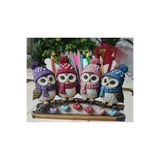 TuraLazerKesim Ahşap Sevimli Baykuş Kardeşler Masaüstü Kalemlik Kalem Kutusu Ve Organizer (25x16,5 cm)