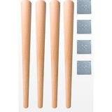 Turan Ahşap Ahşap Masa Ayağı 4'lü Set 75 cm Uzunluk 5.5 cm Çap Kayın Ağacından Dayanıklı Yapı