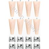 Turan Ahşap Koltuk Ayağı - Baza Ayağı - Ahşap Ayak / 8' Li Set - 20 cm