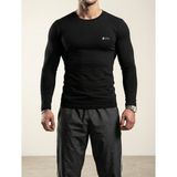Turan Tactics Slim Fit Likralı Uzun Kollu Erkek Body (Ön Logolu Basic Model) - XL - Siyah