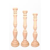 turanahşap(338) turanahşap Ahşap Şamdan Seti/Boyutlar: 55-45-35 Cm HAM AHŞAP