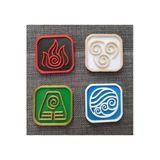Turansoycraft Avatar 4Lü Kare Bardak Altlığı 4 Element Ateş Su Toprak Hava