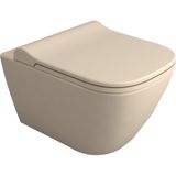Turavit Luna Kanalsız Mat Cappucino Asma Klozet LN5610C, Luna Mat Cappucino Duroplast Yavaş Kapak - Bej