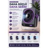 Turbo Buz Etkili Masaüstü Fan | 5 Kademeli Sessiz Mini Vantilatör | Metal Soğutma Bloğu | 180° Ayarlanabilir | Dahili Bataryalı USB Şarjlı