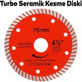 Turbo Elmas Testere Turbo Kesim Kesici Çapaksız Hassas Seramik Mermer Granit Diski 115 mm 4.5 Inç - Renkli