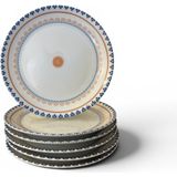 Tureks Pottery Dijital Desen 6\'lı Pasta Tabak 19CM