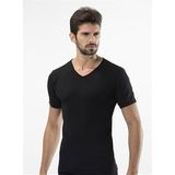 Türen 156 Ribana V Yaka Erkek Fanila,%100 Pamuk, Siyah, 2XL