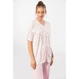 Türen 3370 Kadın Büyük Beden Kısa Kollu Pijama Takımı, Pembe, L