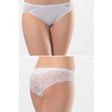 Türen 956 Ikili Likralı Dantelli Bikini-Beyaz-Beyaz-S