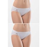 Türen 961 Ikili Likralı Dantelli Bikini-Beyaz - S - Beyaz