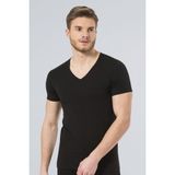 Türen Erkek V Yaka Likralı T-Shirt - M - Siyah