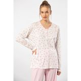 Türen Kadın Büyük Beden Uzun Kollu Pijama Takımı, Pembe, L 8757575540436