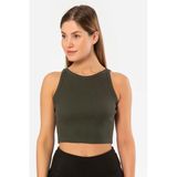 Türen Kadın Fitilli Crop T-shirt 3404/Haki
