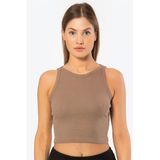 Türen Kadın Fitilli Crop T-shirt 3404/Kahverengi