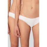 Türen Kadın Likralı Ribana Dantelli Bikini Külot 2'li Paket 928/Ekru
