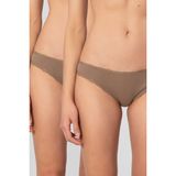 Türen Kadın Likralı Ribana Dantelli Bikini Külot 2'li Paket 928/Vizon