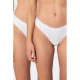 Türen Kadın Likralı Ribana Dantelli String 2'li Paket 927/Beyaz
