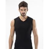 Türen Spor V Yaka Erkek Atlet,%100 Pamuk, Siyah, 2XL