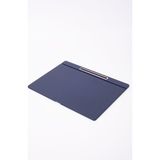 Turgut Office Deri Kapaklı Masa Sümeni Lacivet Gold Detaylı 50X35CM - Tek Beden - Lacivert - Deri ve Gold