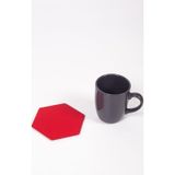 Turgut Office Kırmızı Altıgen Deri Bardak Altlığı