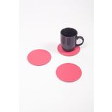 Turgut Office Pembe Oval Deri Bardak Altlığı 3 Adet