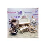 Turhan Bebe Çeyiz Seti Bebek Arabası Puset Anne Yanı Beşik Asansörlü Mama Sandalyesi Yürüteç Hamak Beşik Kahve