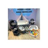 Turhan Bebe Çeyiz Seti Bebek Arabası Puset Beşik Banyo Seti Yürüteç Ana Dizi Yürüteç Mama Sandalyesi Oyun Halısı Gri