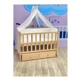 Turhan Bebe Doğal Ahşap Anne Yanı Asansörlü Çekmeceli Beşik Tam Set Uyku Seti Doğal Ahşap