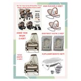 Turhanbebe Yeni Doğan İkiz Bebek Çeyiz Seti Beşik Bebek Arabası Ana Kucağı Banyo Seti Baby Nest Kahverengi3