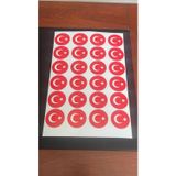 Türk Bayrağı 24 lü yuvarlak 4.5 cm Çaplı sticker Etiket